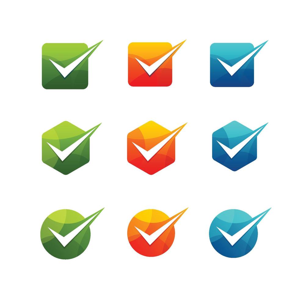 check mark set, geometric color, modern designs vector