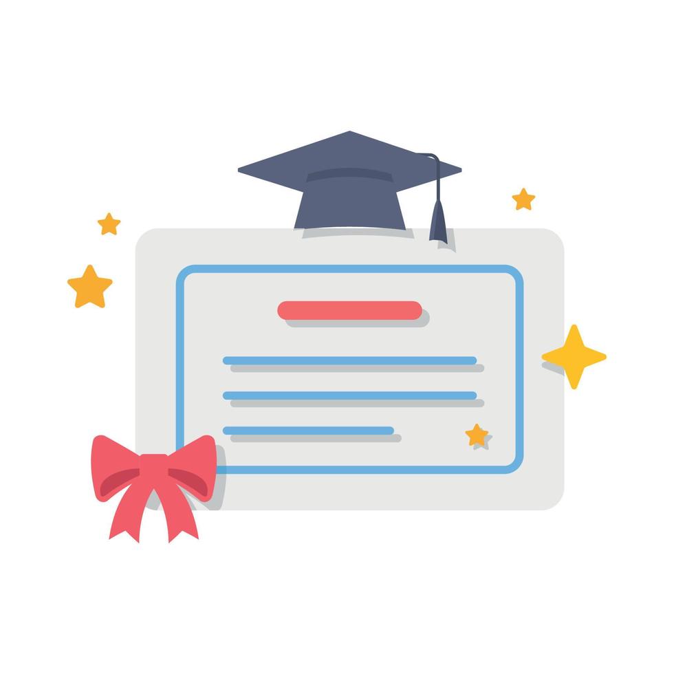 Graduation certificate with diploma cup illustration. vector