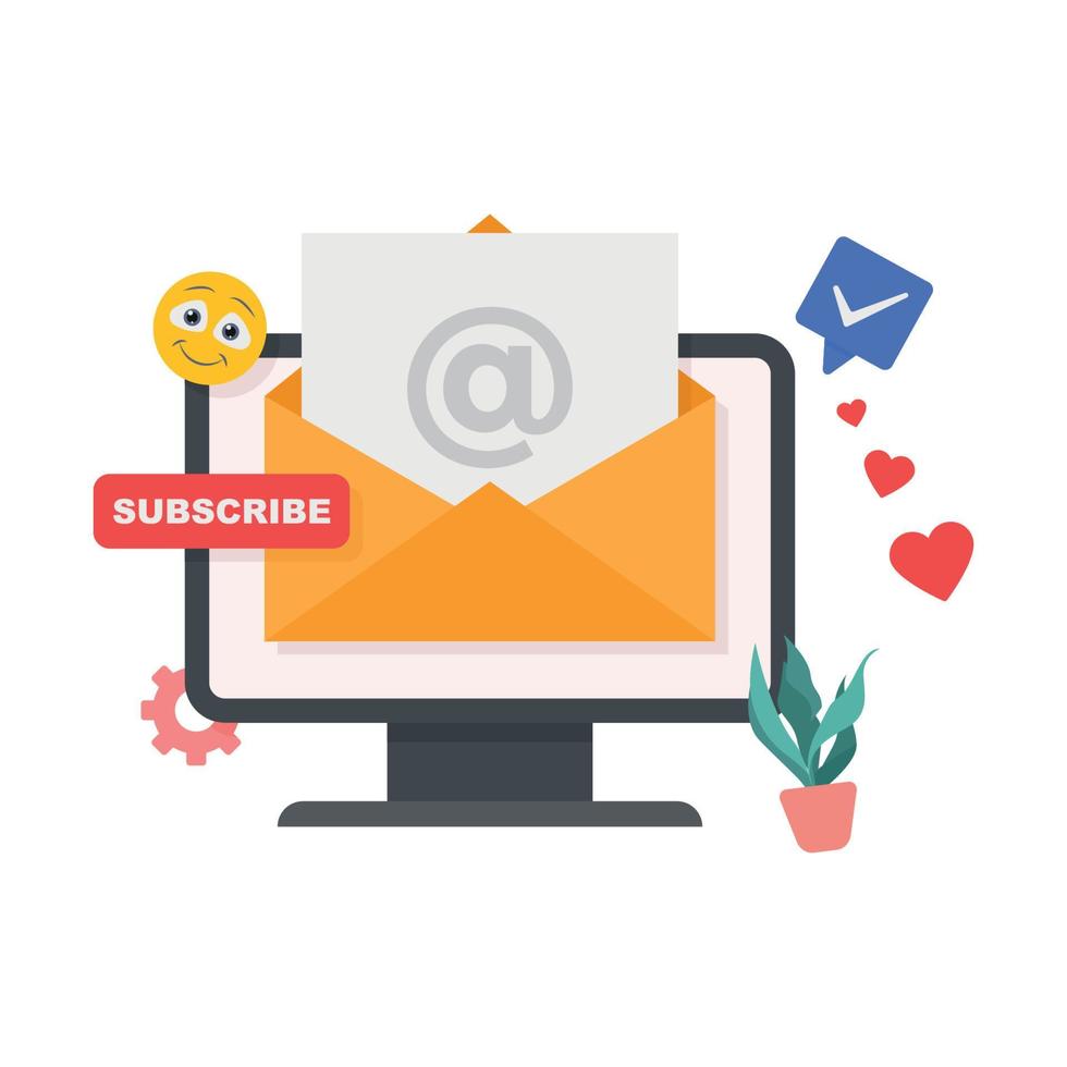 Subscribe to newsletter online business marketing illustration. vector