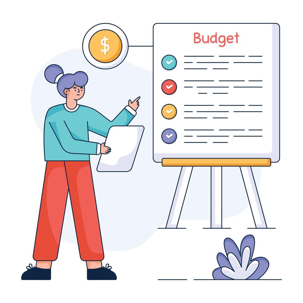 A handy flat illustration of budget planning vector