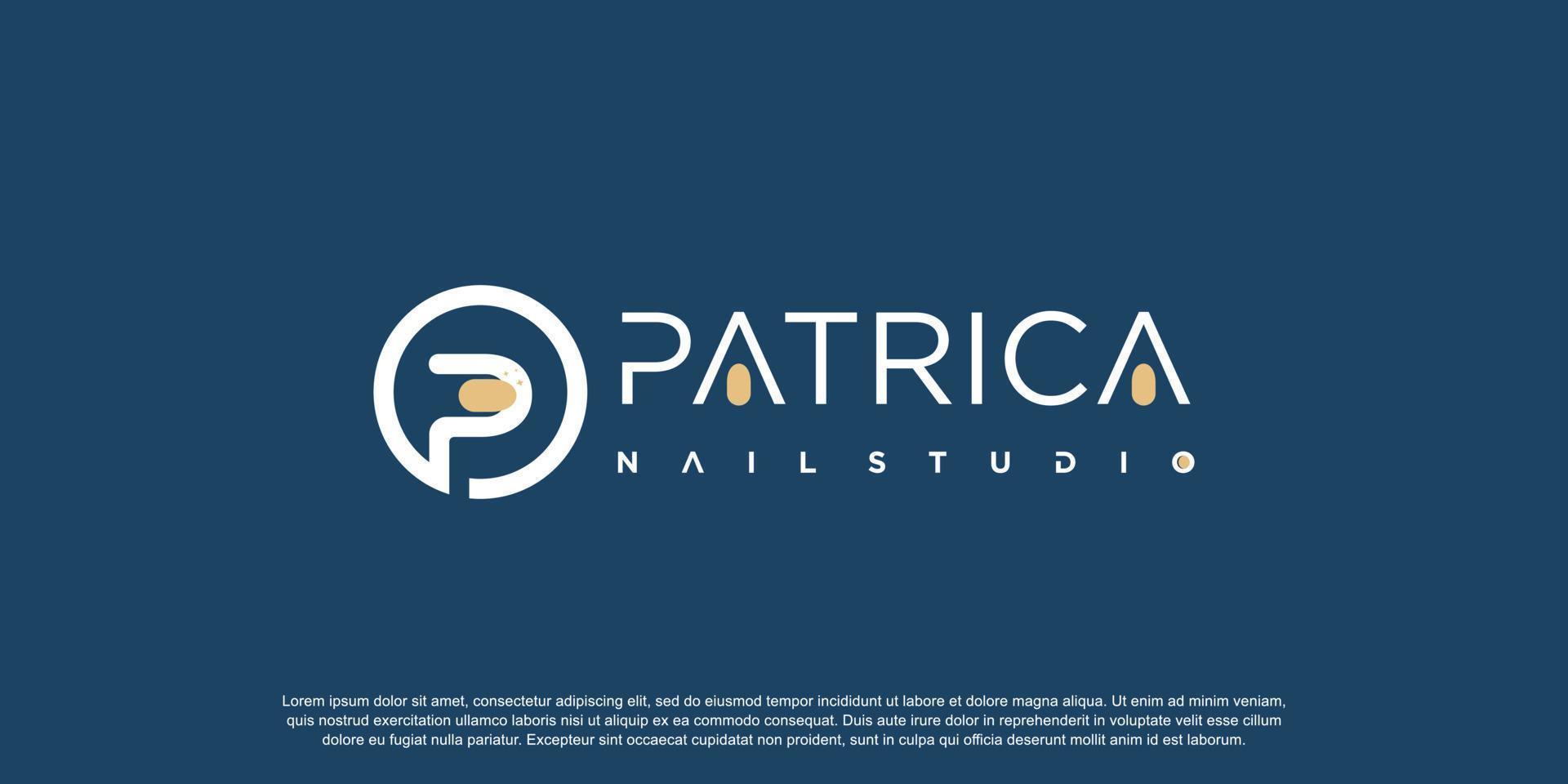 Nail logo design concept for beauty with creative element style vector