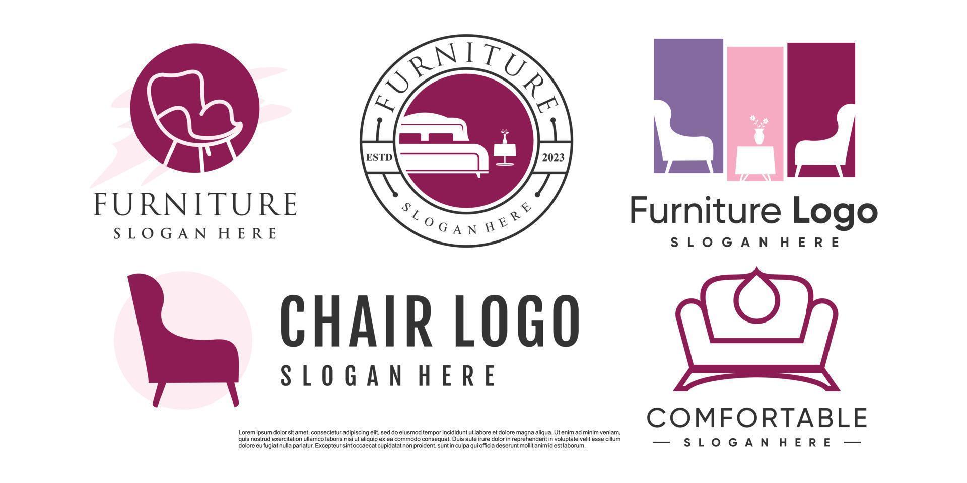 furniture logo design vector with creative concept idea