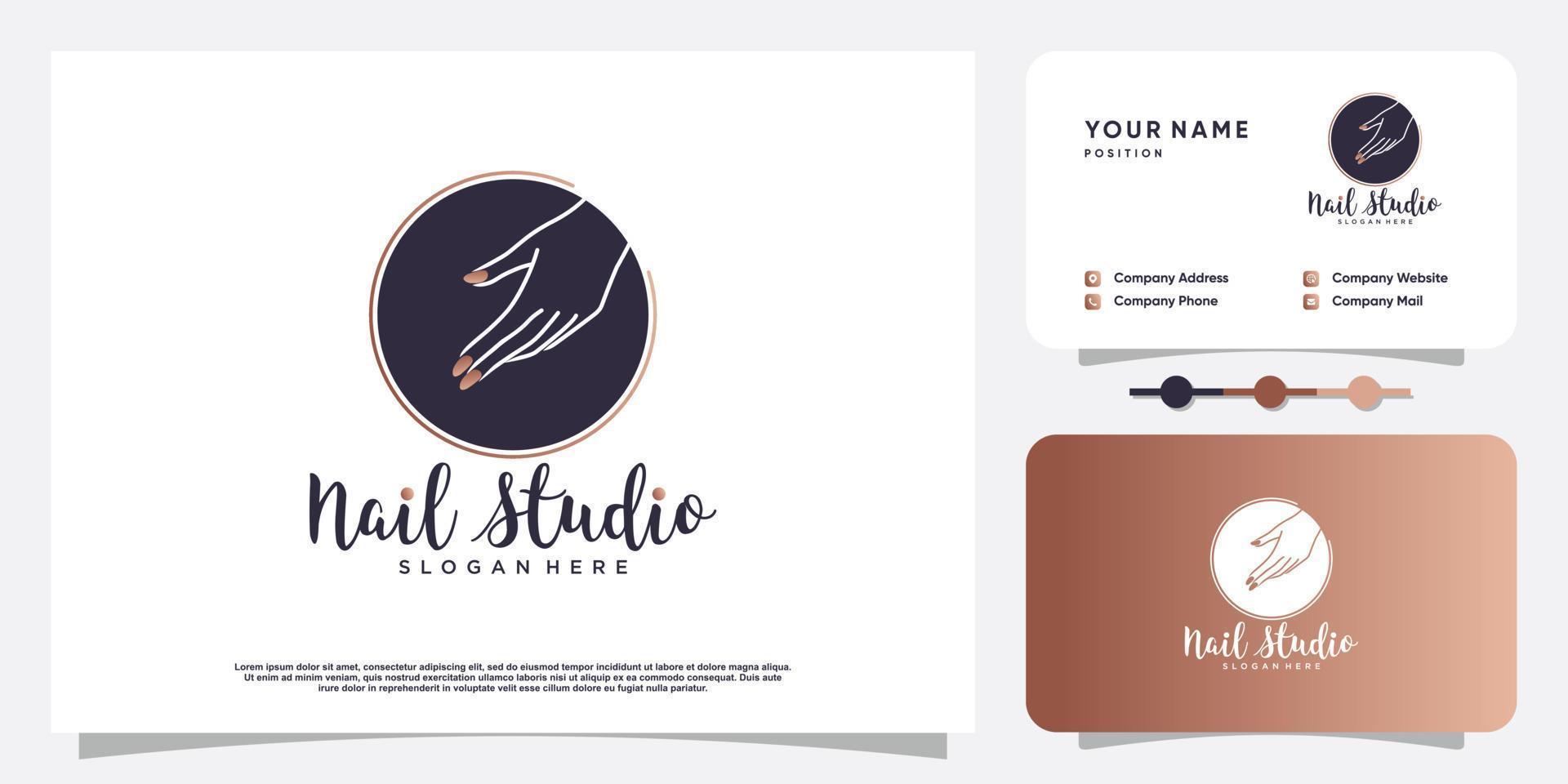 Nail logo design concept for beauty with creative element style vector