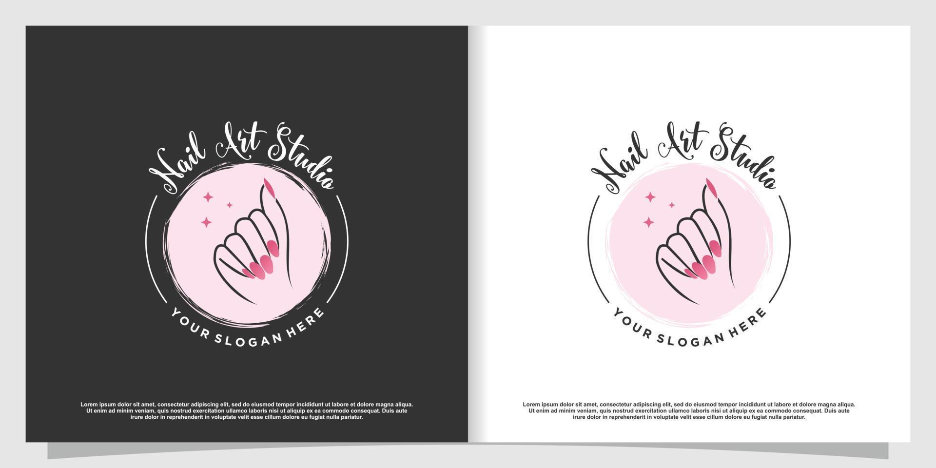 Nail logo design concept for beauty with creative element style vector