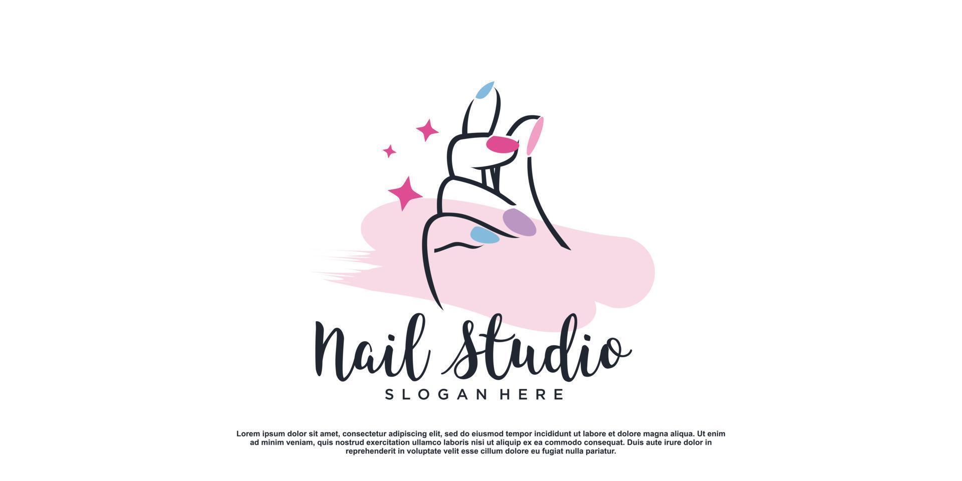 vector de diseño de logotipo de uñas de belleza con vector premium de estilo único creativo