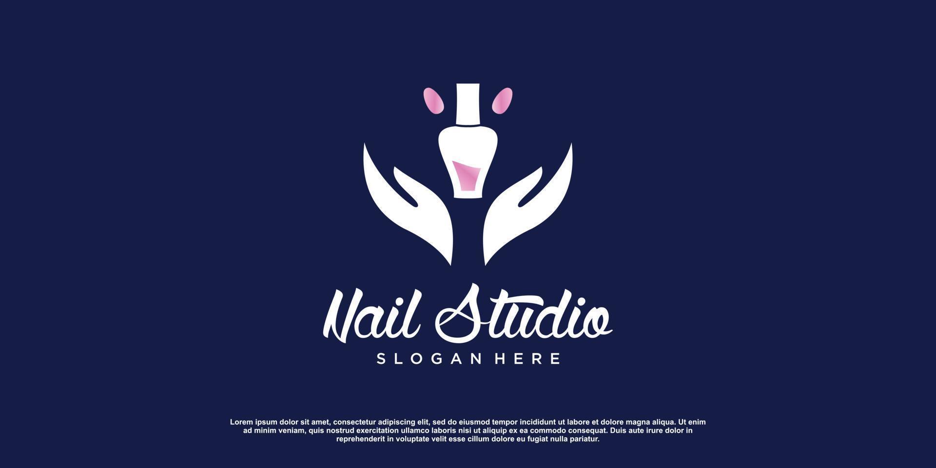 Beauty nail logo design vector with creative unique style Premium Vector