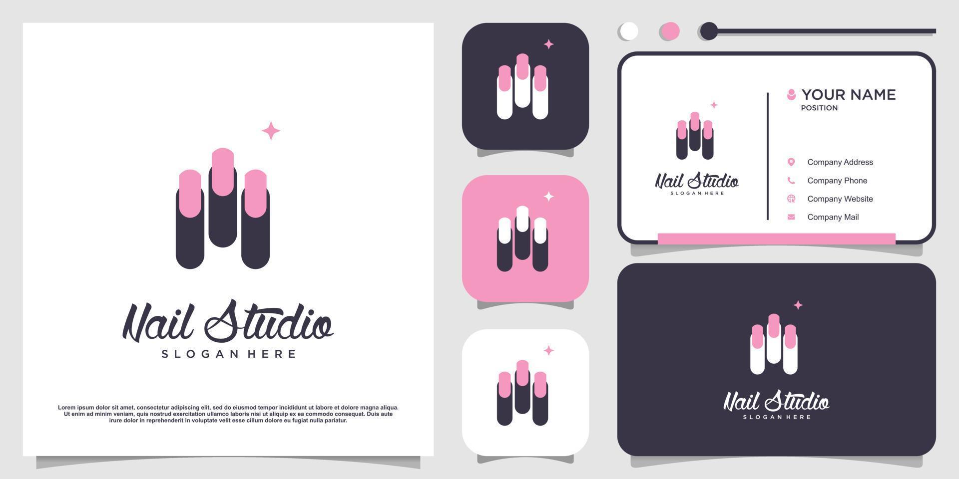 Beauty nail logo design vector with creative unique style Premium Vector