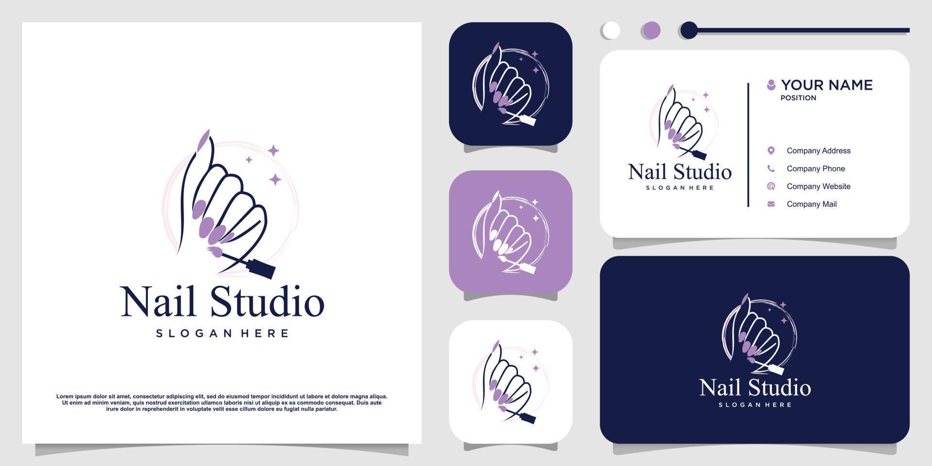 Beauty nail logo design vector with creative unique style Premium Vector