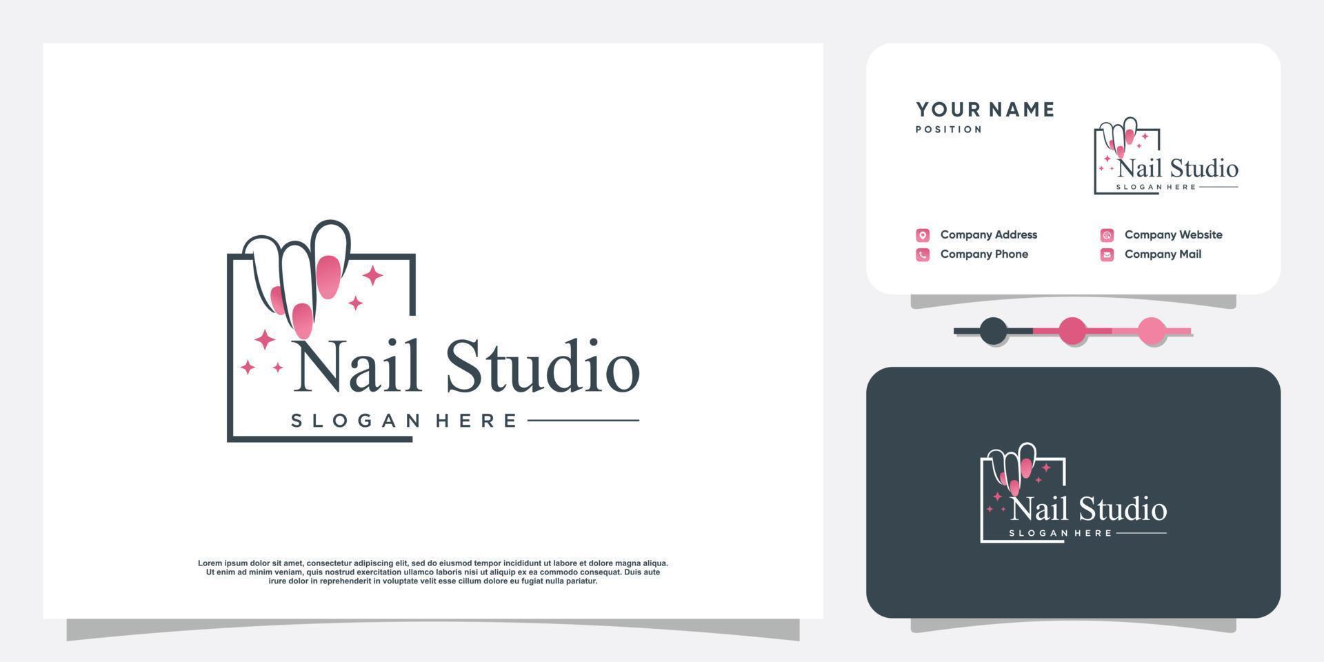 Nail logo design concept for beauty with creative element style vector