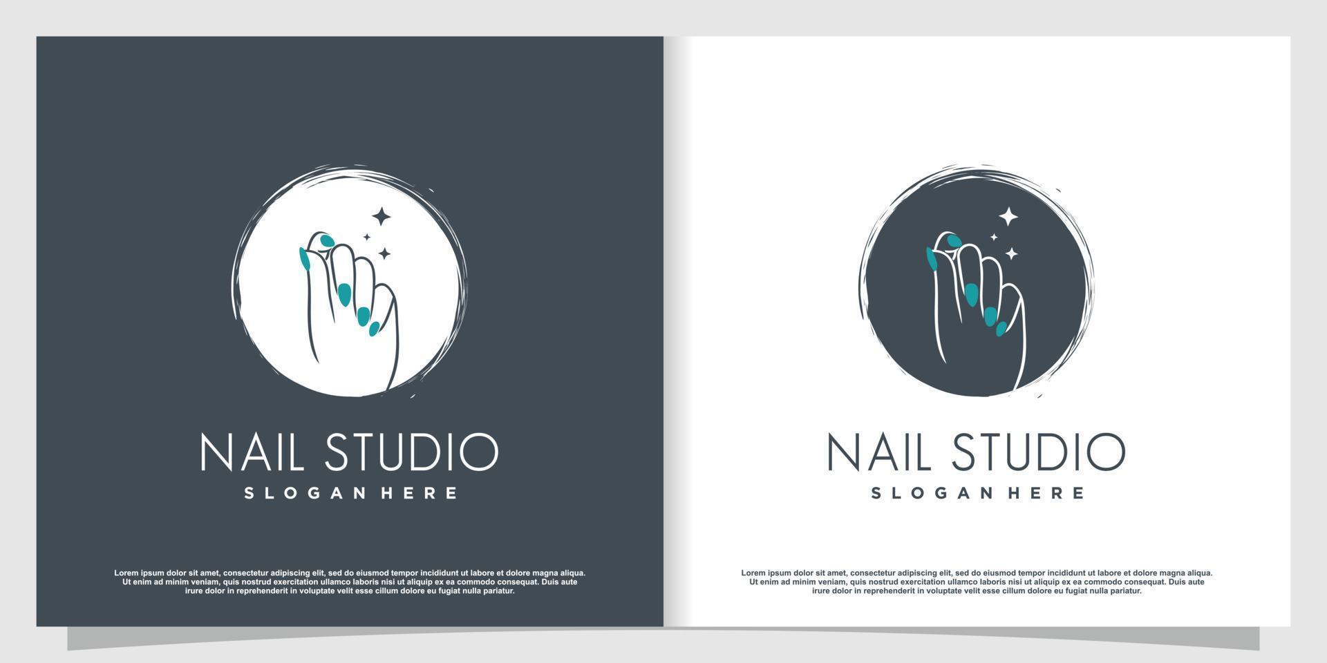 Nail logo design concept for beauty with creative element style vector