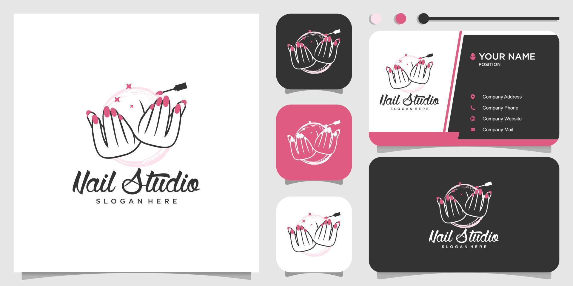 Nail logo design concept for beauty with creative element style vector