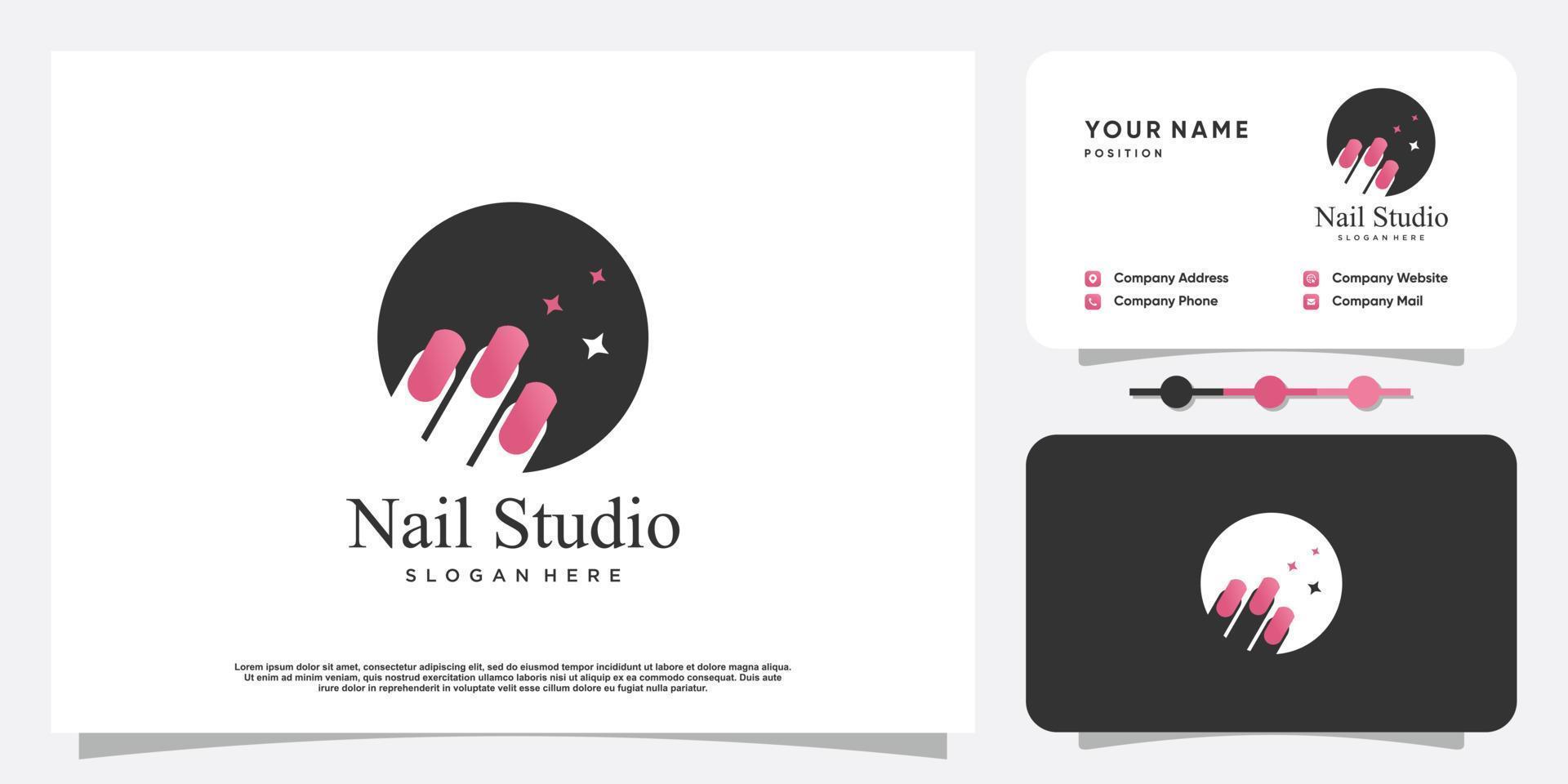 Nail logo design concept for beauty with creative element style vector