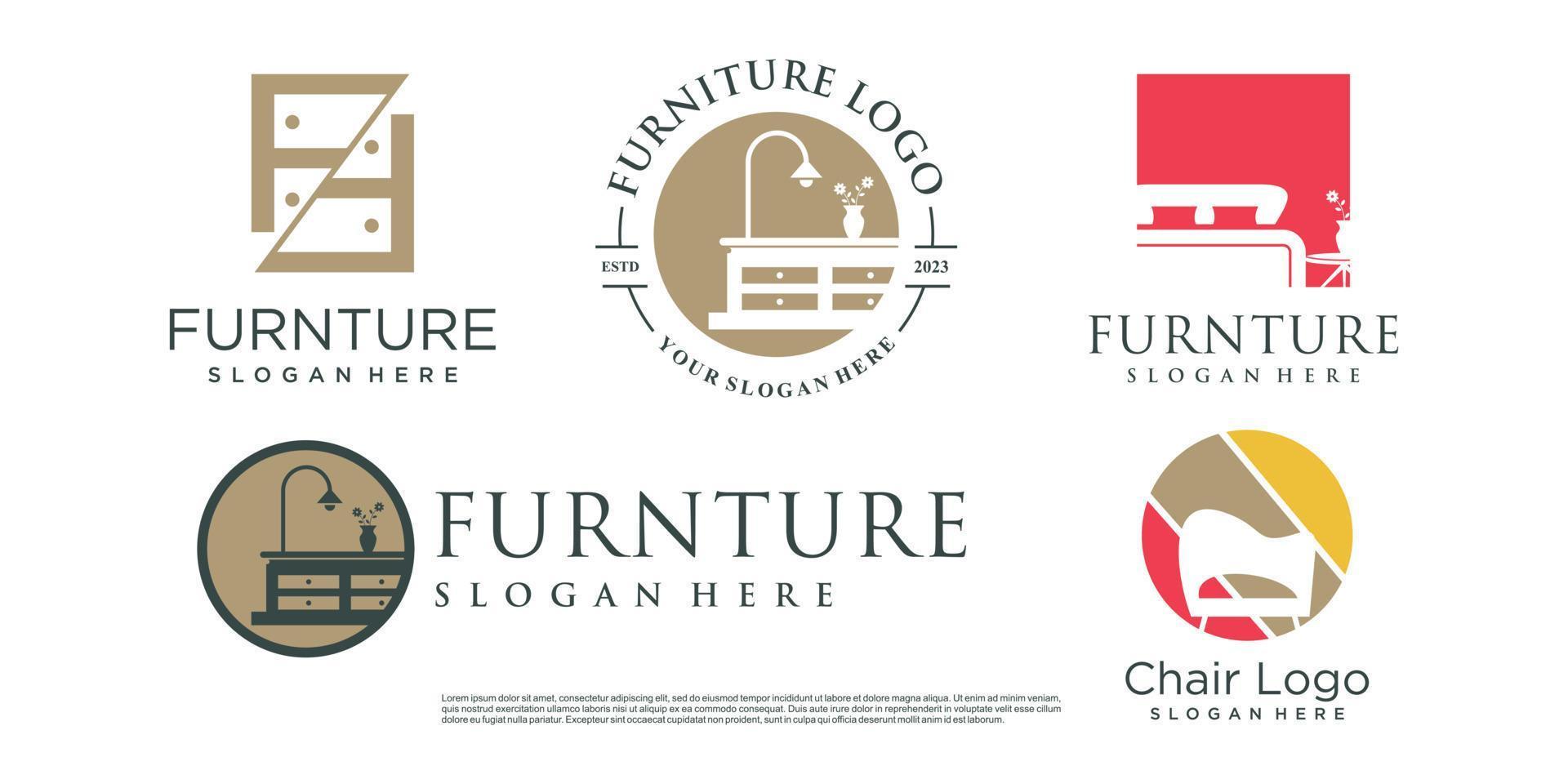 furniture logo design vector with creative concept idea
