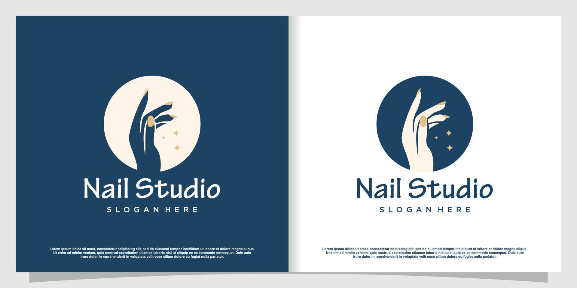 Nail logo design concept for beauty with creative element style vector