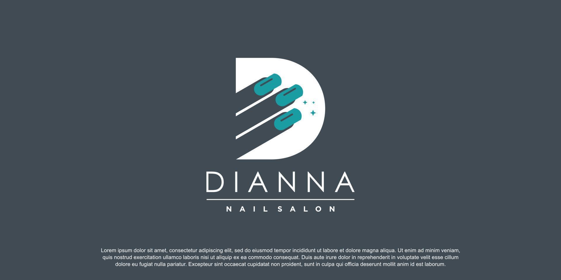 Nail logo design concept for beauty with creative element style vector