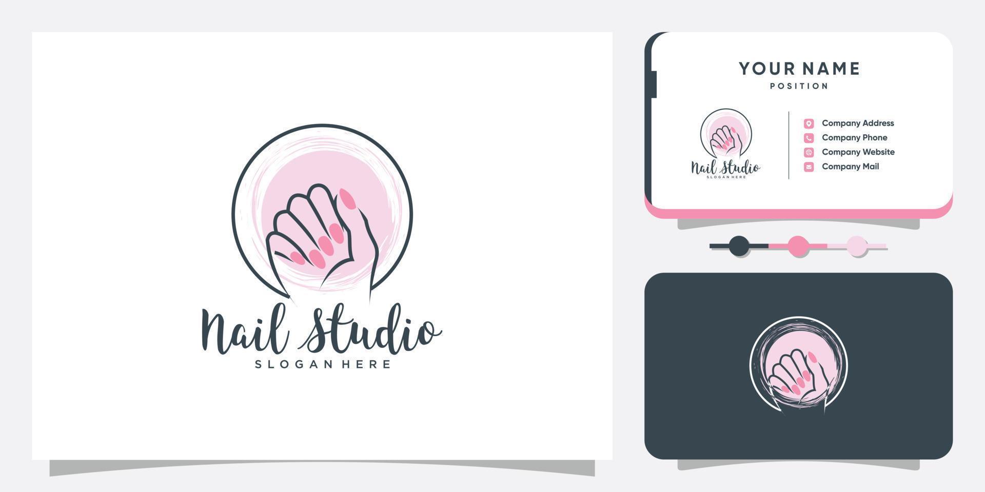 Nail polish logo design vector with creative unique style