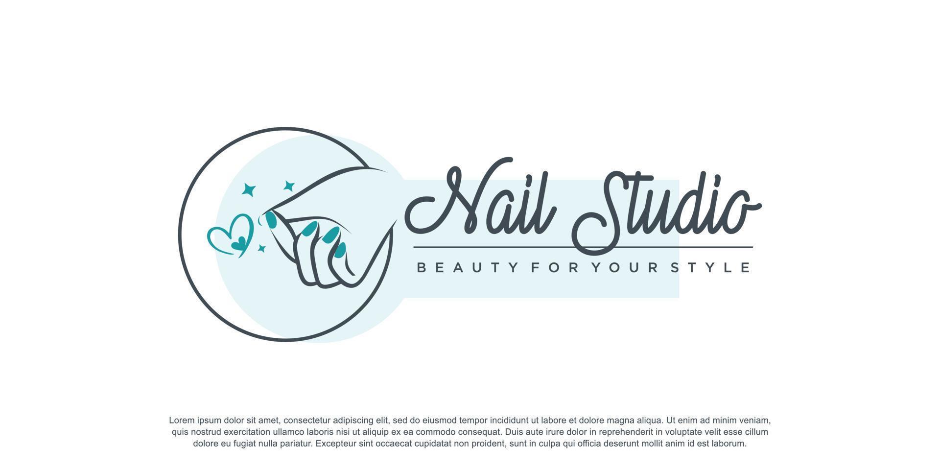 Nail logo design concept for beauty with creative element style vector