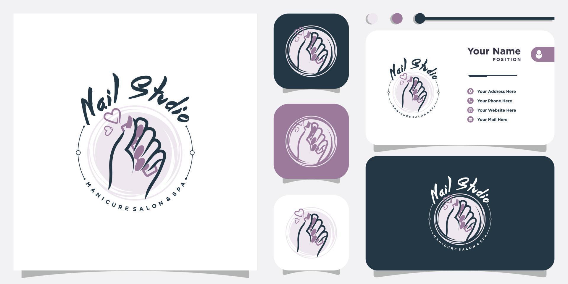 Nail polish logo design vector with creative unique style