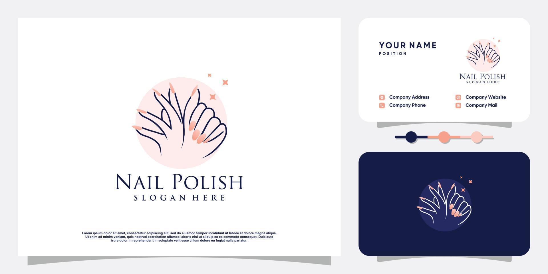 Beauty nail logo design vector with creative unique style Premium Vector