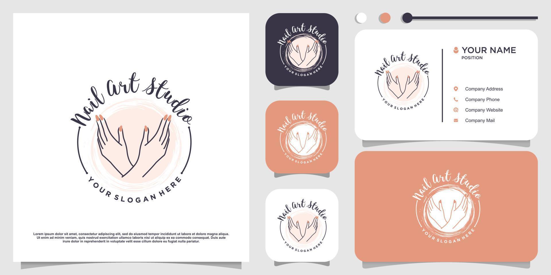 Nail polish logo design vector with creative unique style