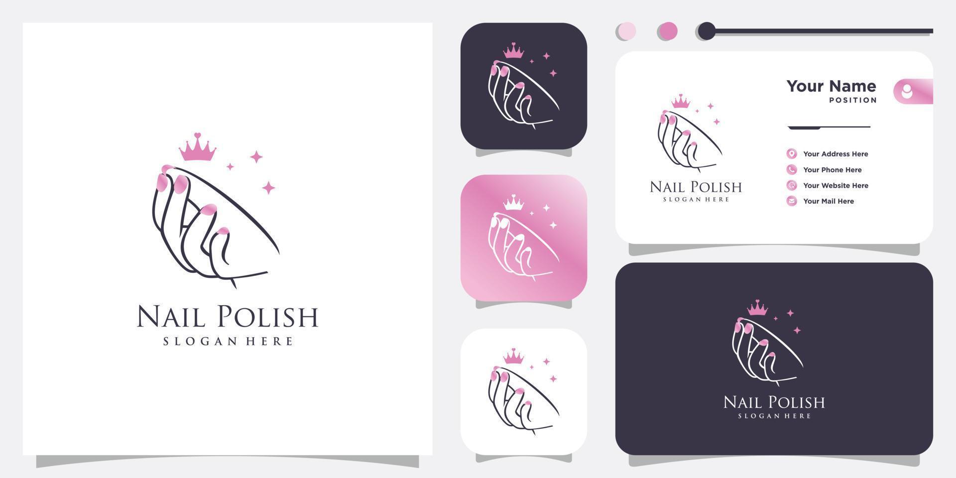 vector de diseño de logotipo de uñas de belleza con vector premium de estilo único creativo