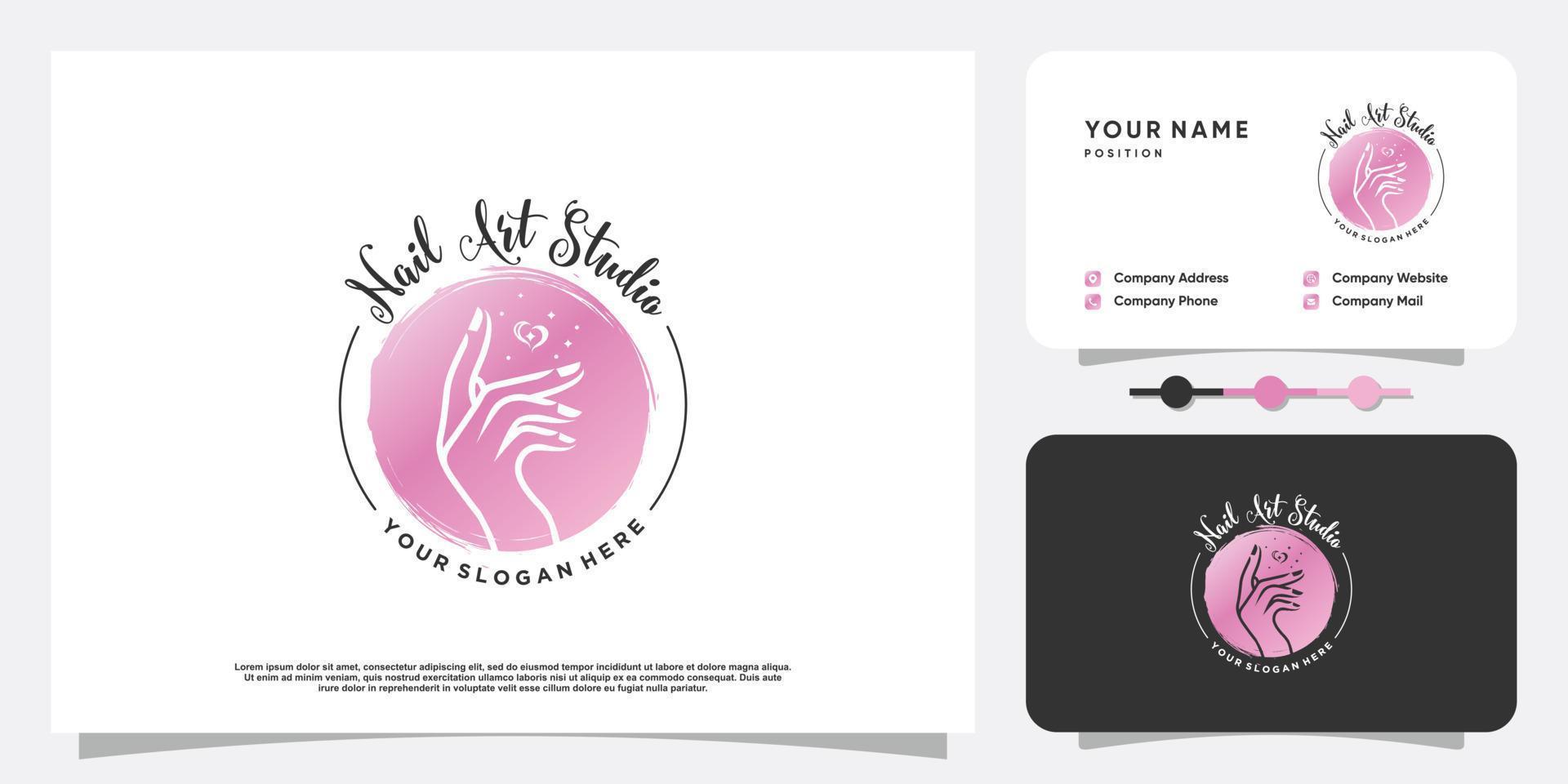 Beauty nail logo design vector with creative unique style Premium Vector