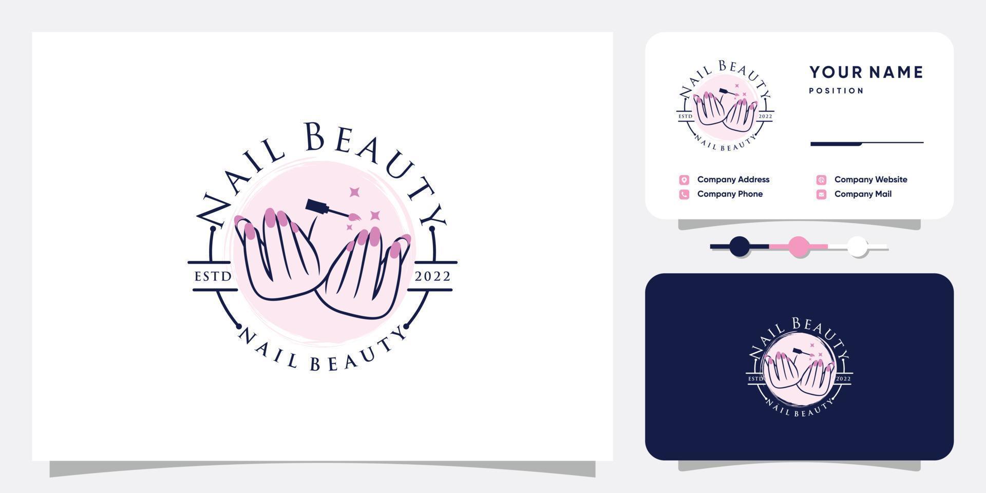 Beauty nail logo design vector with creative unique style Premium Vector