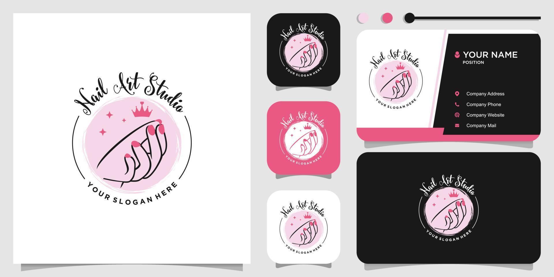 Beauty nail logo design vector with creative unique style Premium Vector