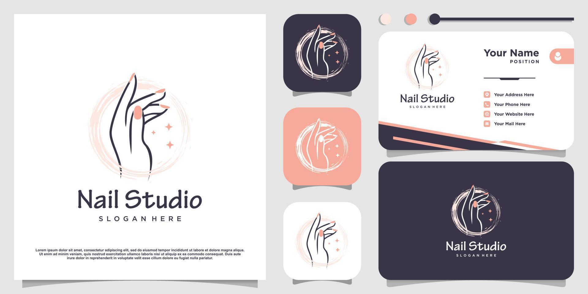 Beauty nail logo design vector with creative unique style Premium Vector