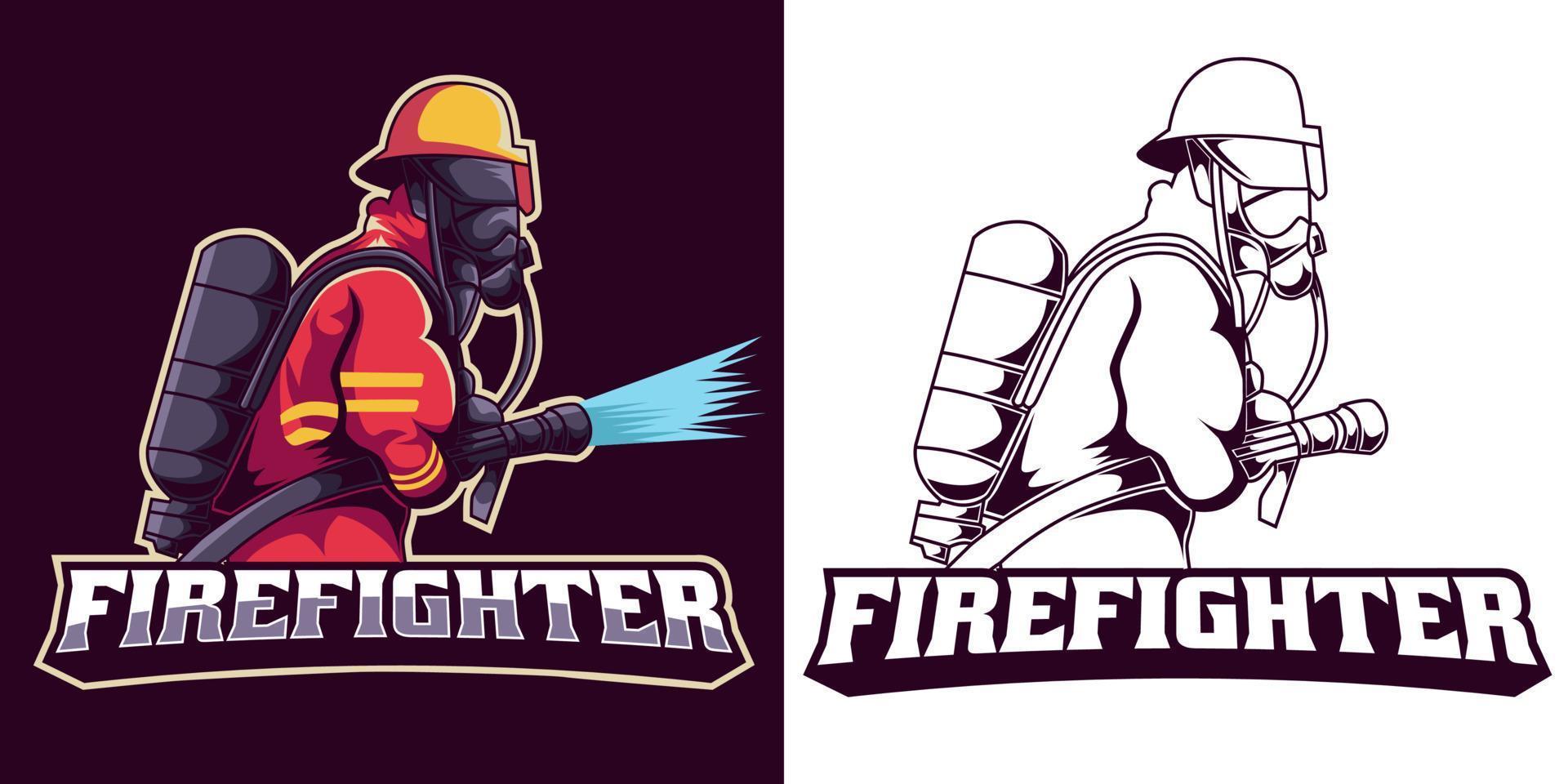 firefighter mascot logo vector illustration