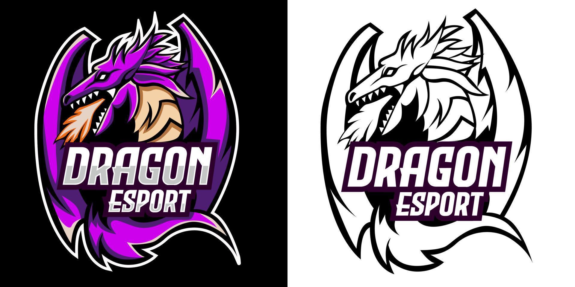 dragon esport logo mascot design vector