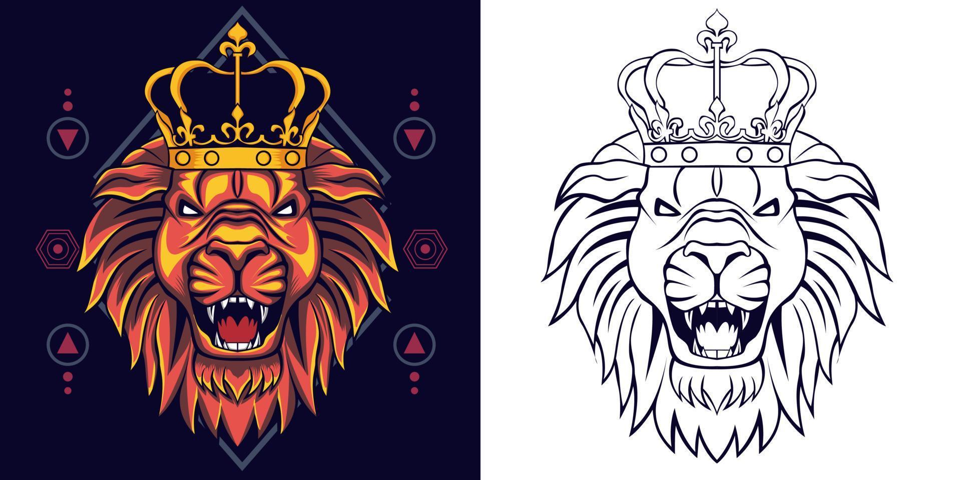 king of lion vector illustration with sacred geometry background 11667962  Vector Art at Vecteezy