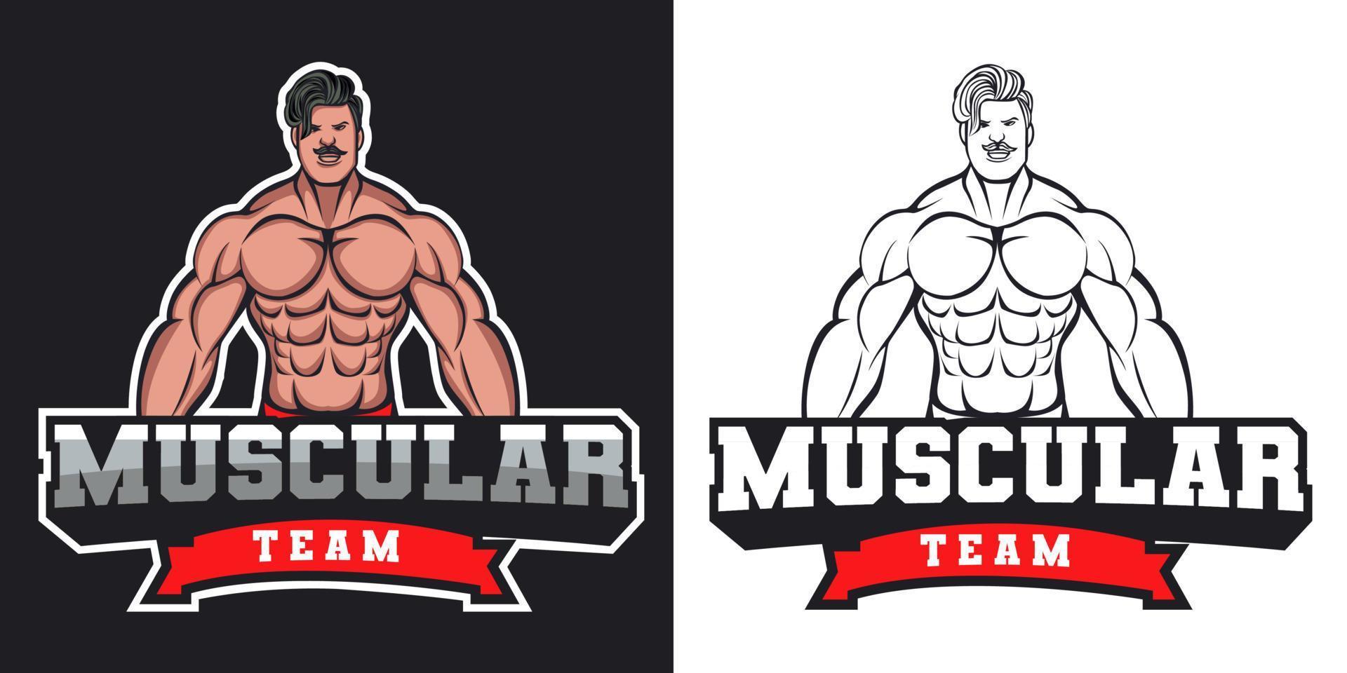 Muscle esport logo mascot design vector