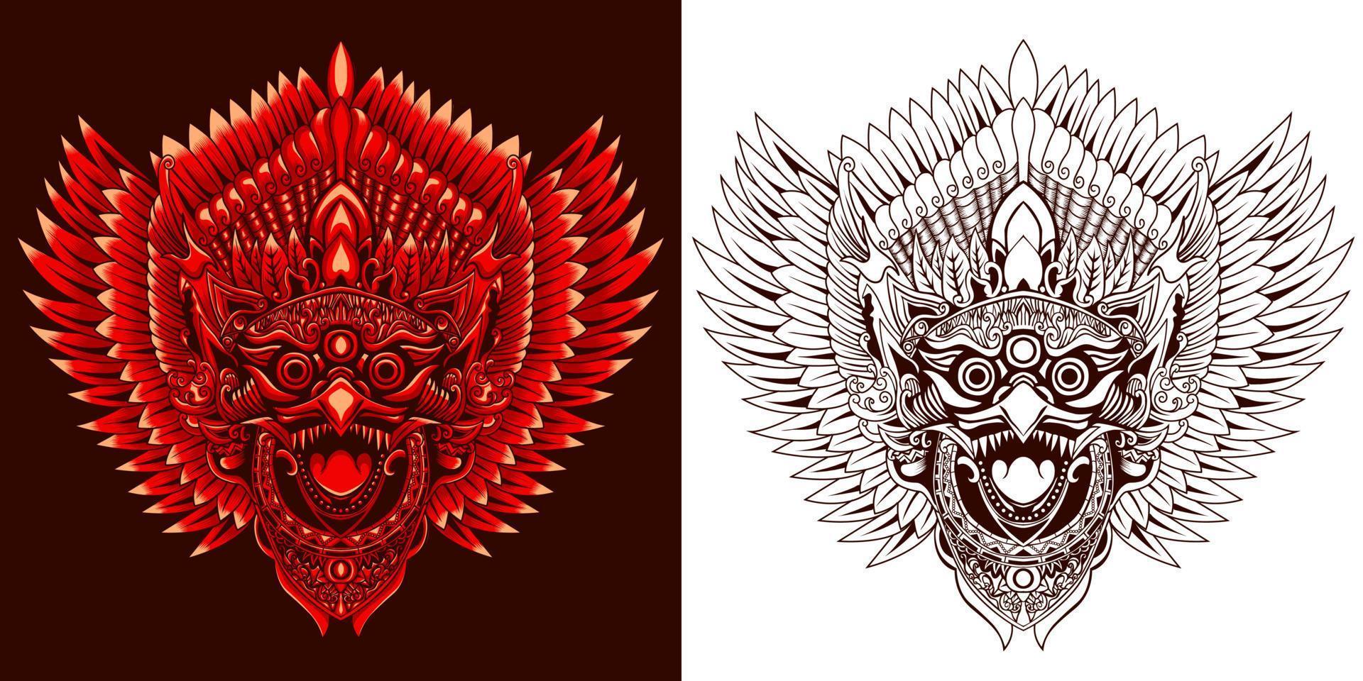 jatayu mask vector illustration in detailed style