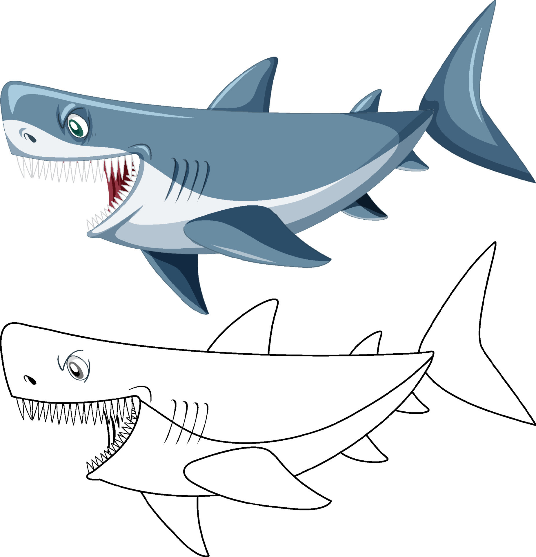 Shark cartoon character with its doodle outline 11667991 Vector Art at Shark cartoon character with its doodle outline 11667991 Vector Art at