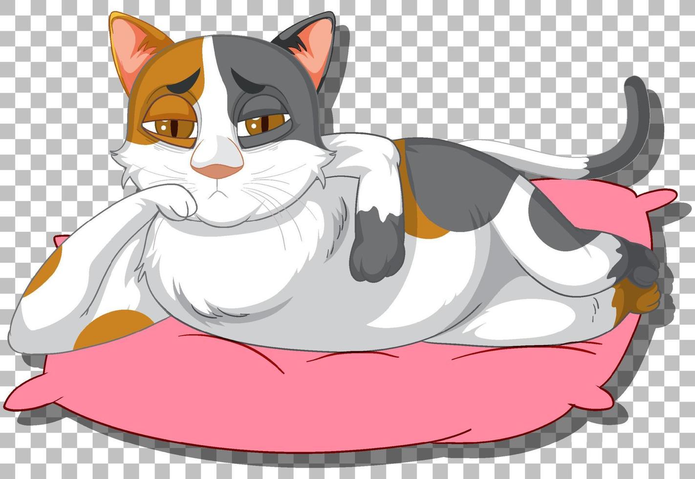 gato acostado en la almohada personaje de dibujos animados vector