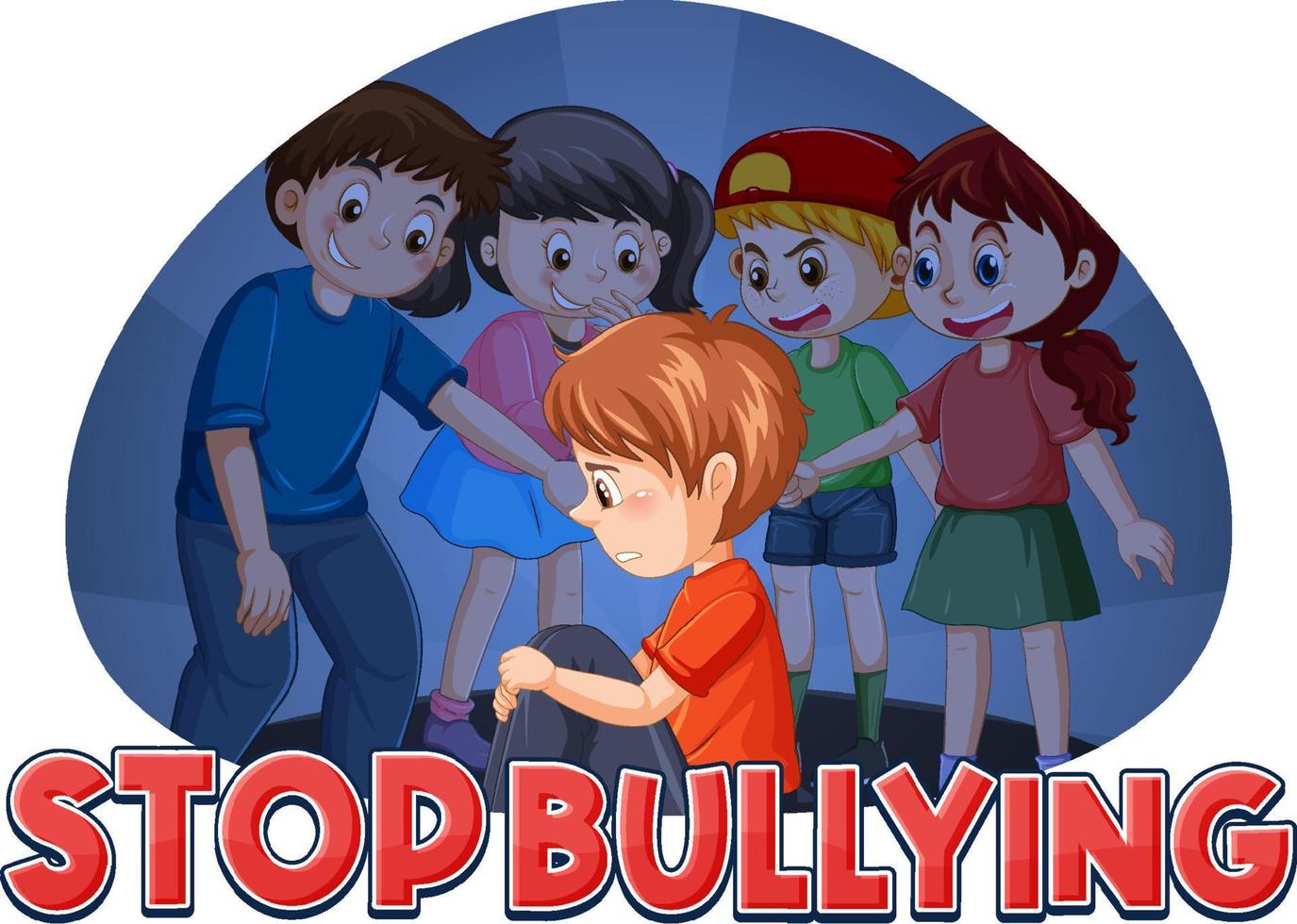 Stop Bullying text with cartoon character vector