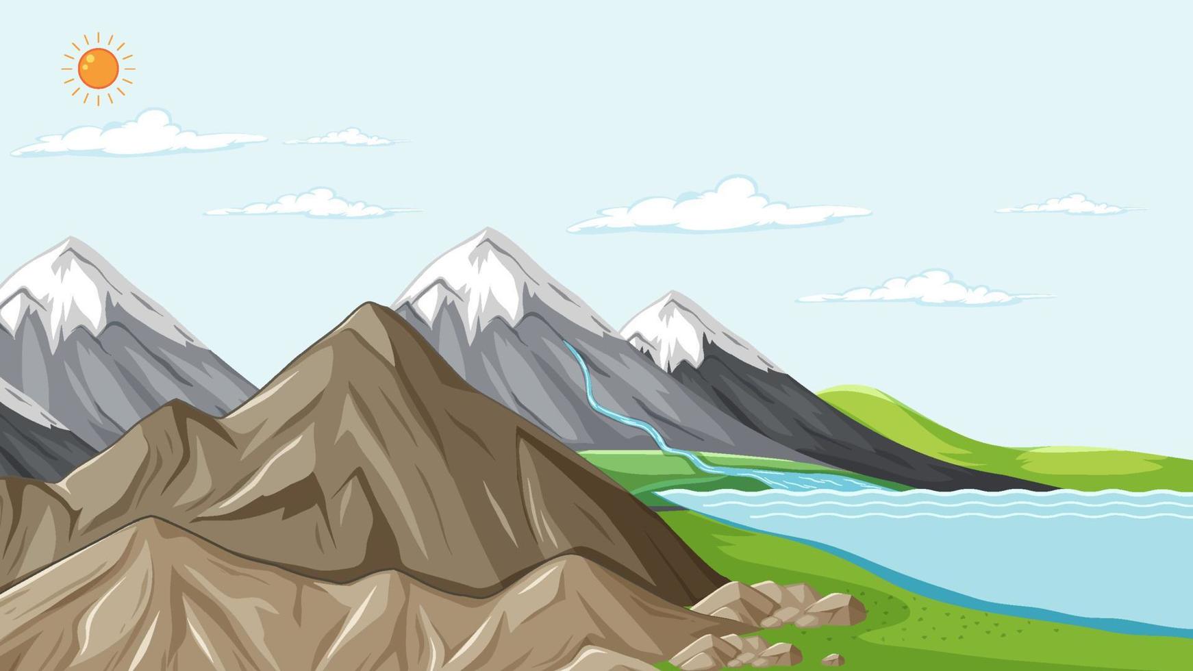 diseño en miniatura con paisaje de montaña vector