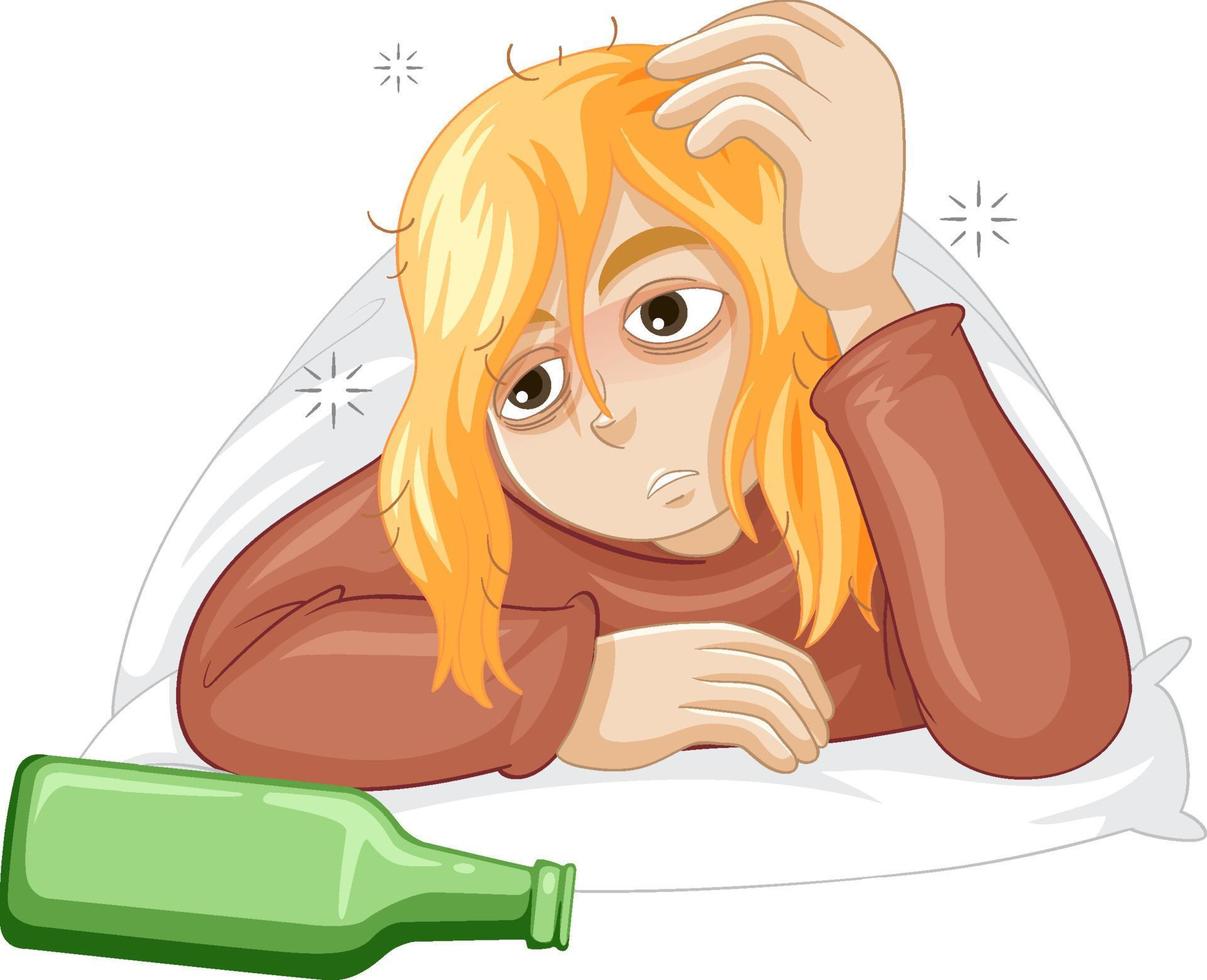 personaje de dibujos animados de mujer alcohólica vector