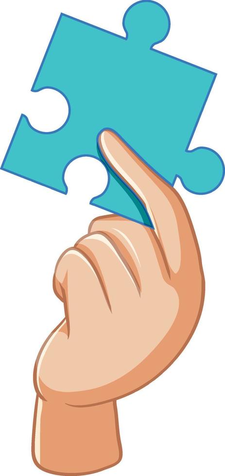 Hand holding a piece of jigsaw vector