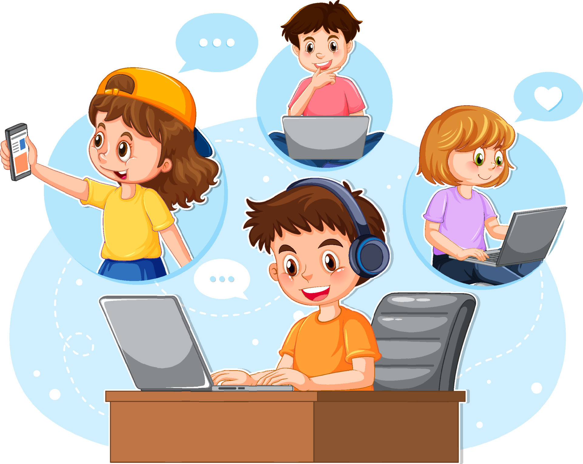 A girl using laptop for online learning 11668111 Vector Art at Vecteezy