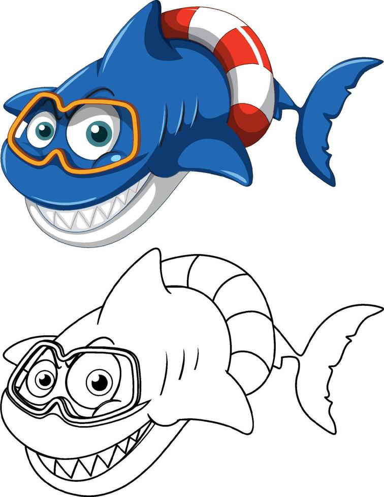 Doodle animal character for shark vector