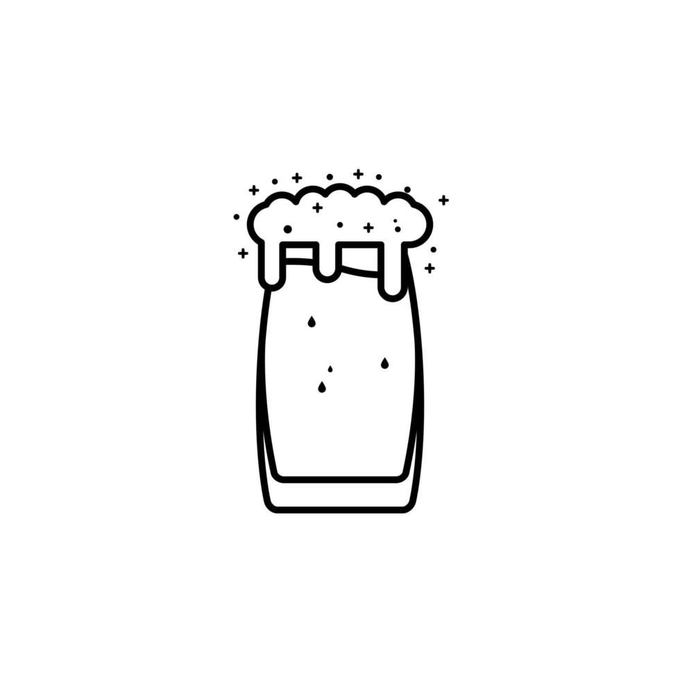 enfriador de vibraciones o icono de vaso de cerveza con soda y espuma sobre fondo blanco. simple, línea, silueta y estilo limpio. en blanco y negro. adecuado para símbolo, signo, icono o logotipo vector