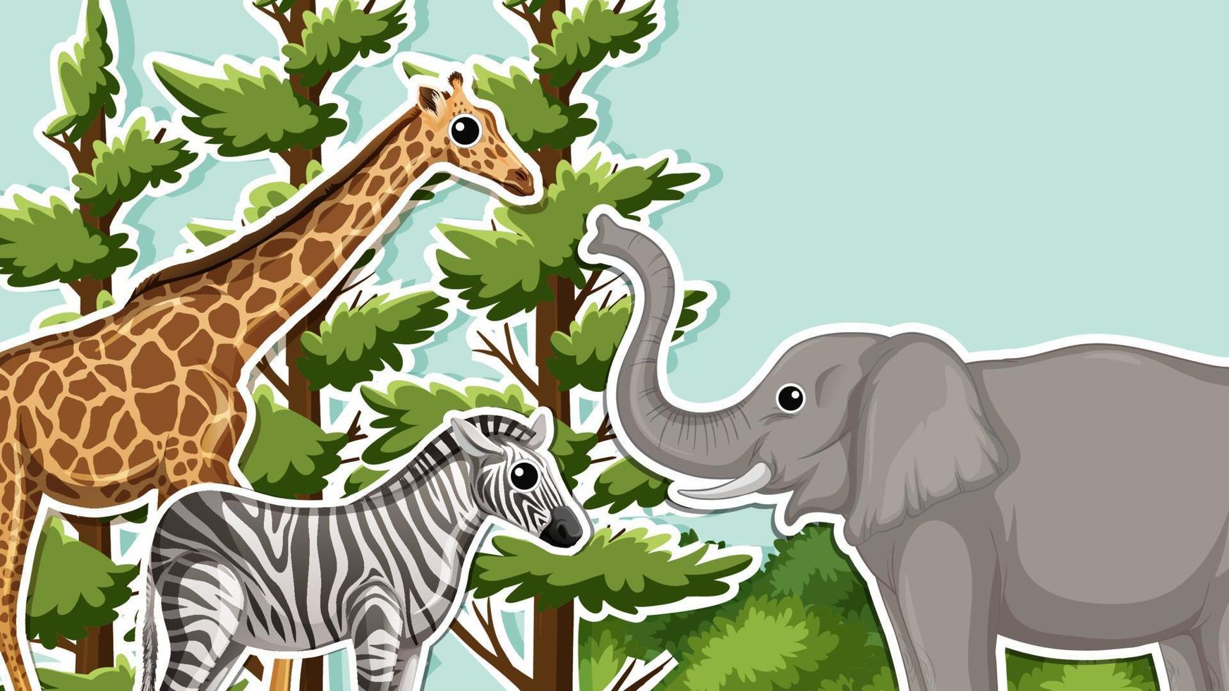 Background of wild animals in the forest vector