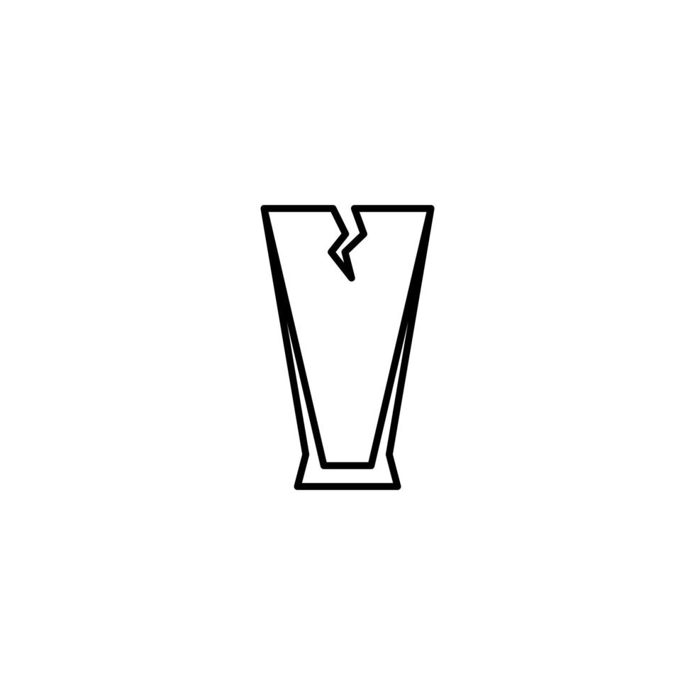 Pilsner agrietado o icono de vaso de cerveza sobre fondo blanco. simple, línea, silueta y estilo limpio. en blanco y negro. adecuado para símbolo, signo, icono o logotipo vector