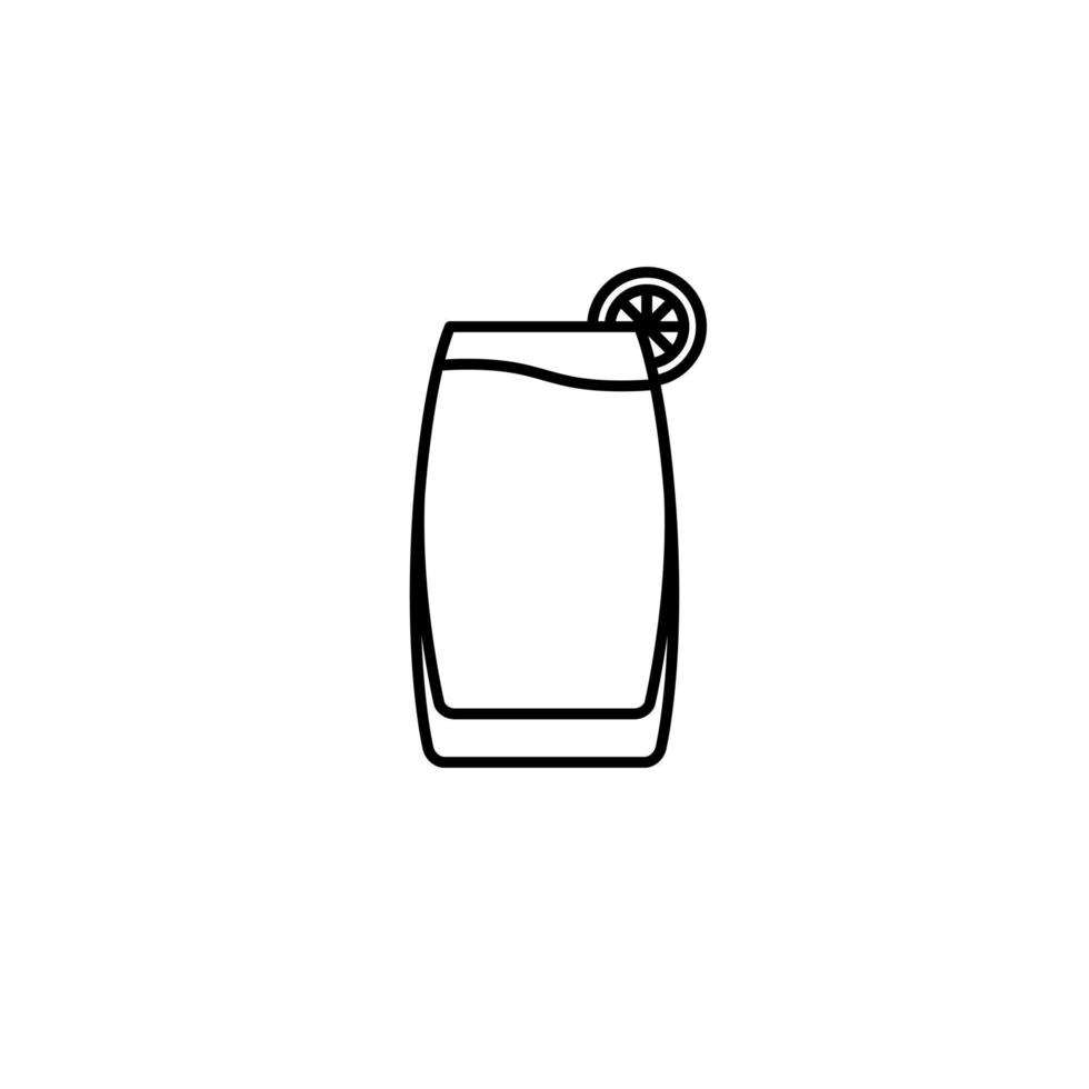 vibe cooler or beer glass icon with lemon slice on white background. simple, line, silhouette and clean style. black and white. suitable for symbol, sign, icon or logo vector