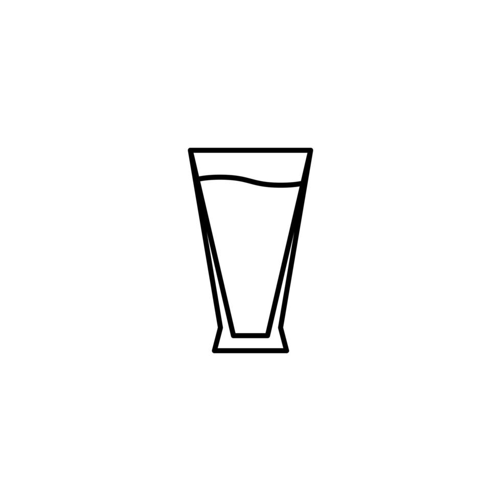 pilsner or beer glass icon with full filled with water on white background. simple, line, silhouette and clean style. black and white. suitable for symbol, sign, icon or logo vector