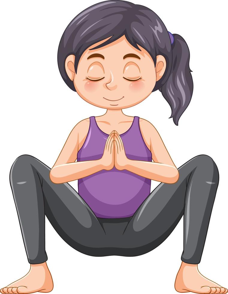 Yoga squat pose cartoon character vector