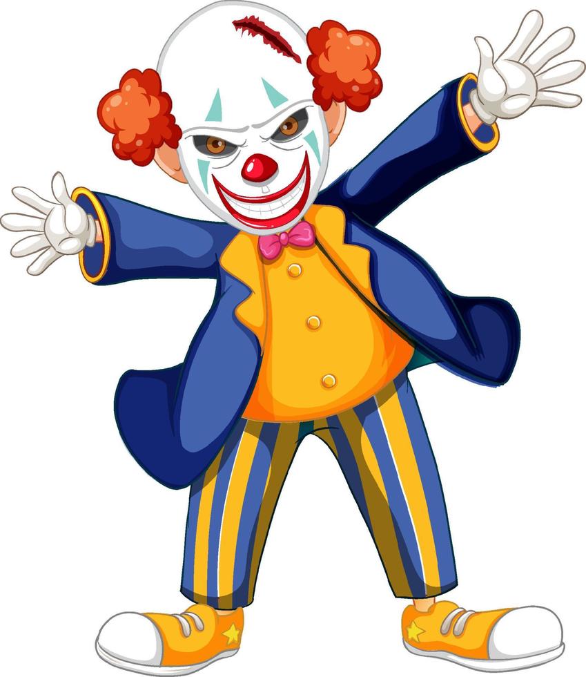 Cartoon creepy clown character vector