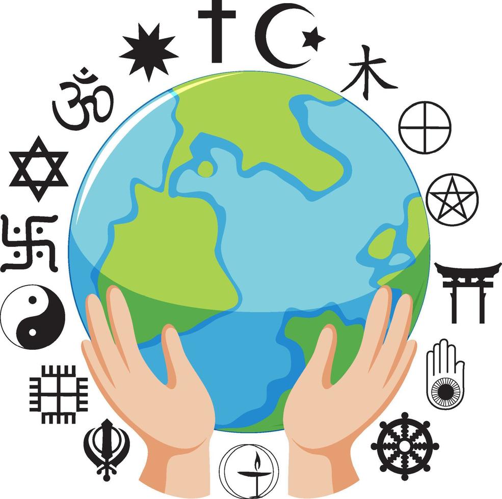 concepto de símbolos de religión mundial vector